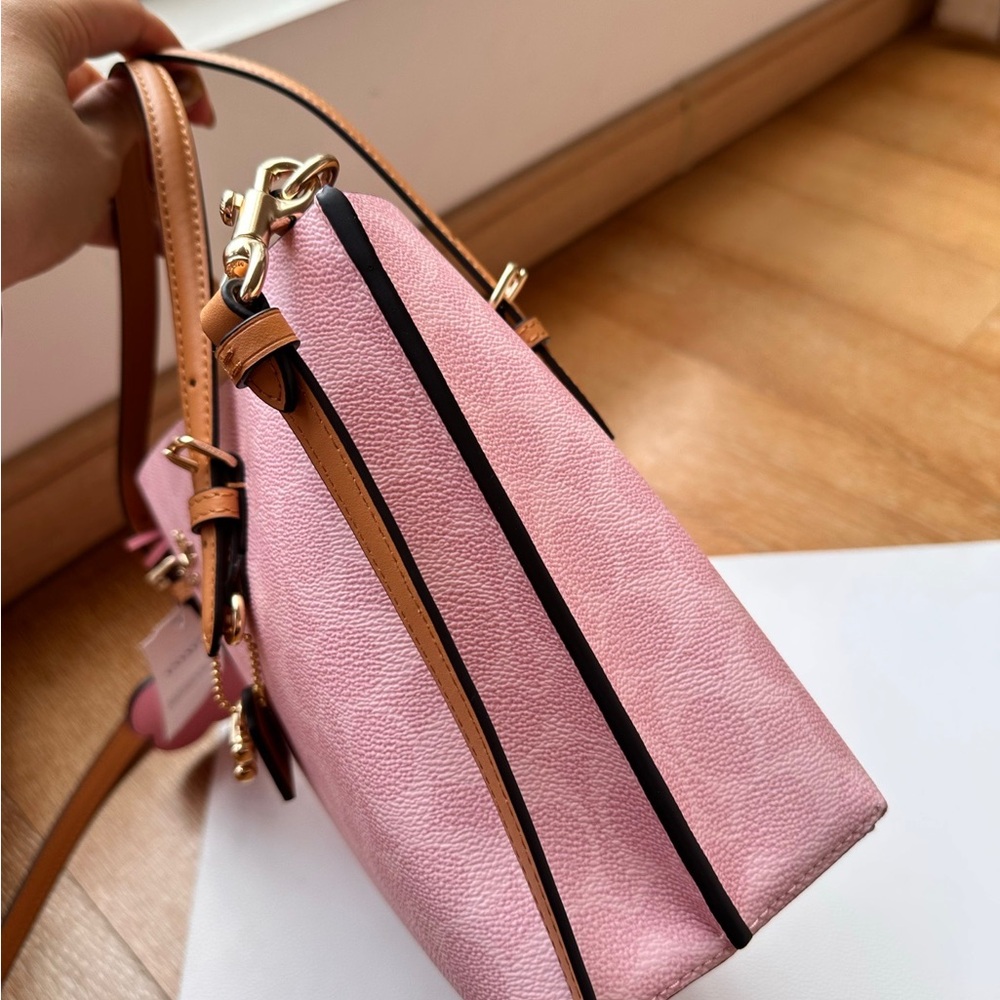 Coach Pink Tote Bag Signature Canvas Crossbody Chic - Picture 3 of 11